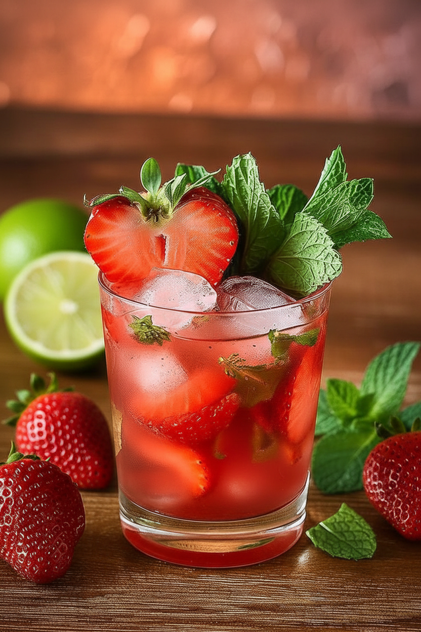 Bruine fraise lime basilic – limes en arrière-plan