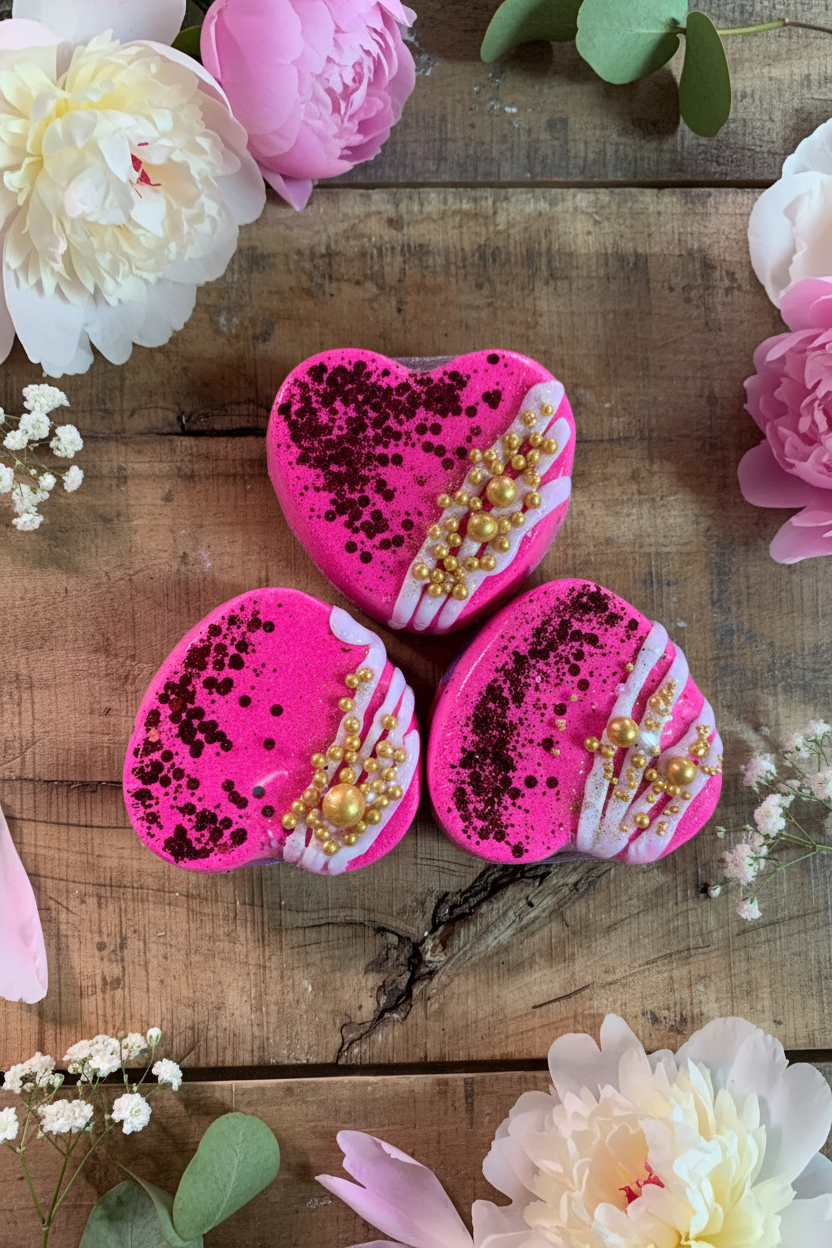 Bath bombs cœur roses