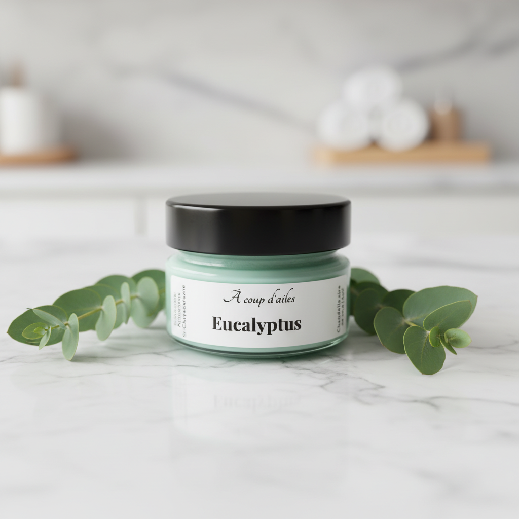 Chandelle Eucalyptus - couvercle noir