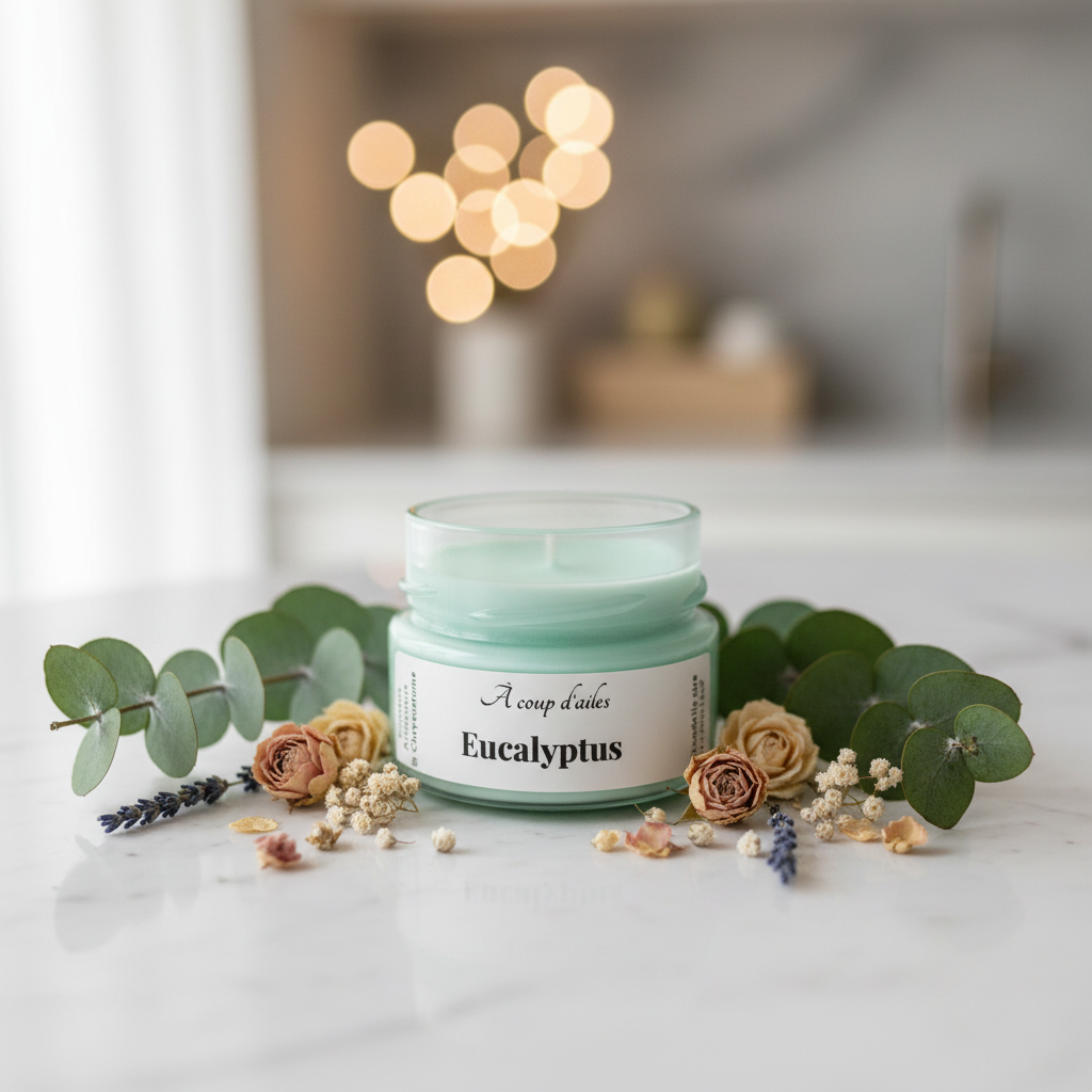 Chandelle Eucalyptus - fond marbre