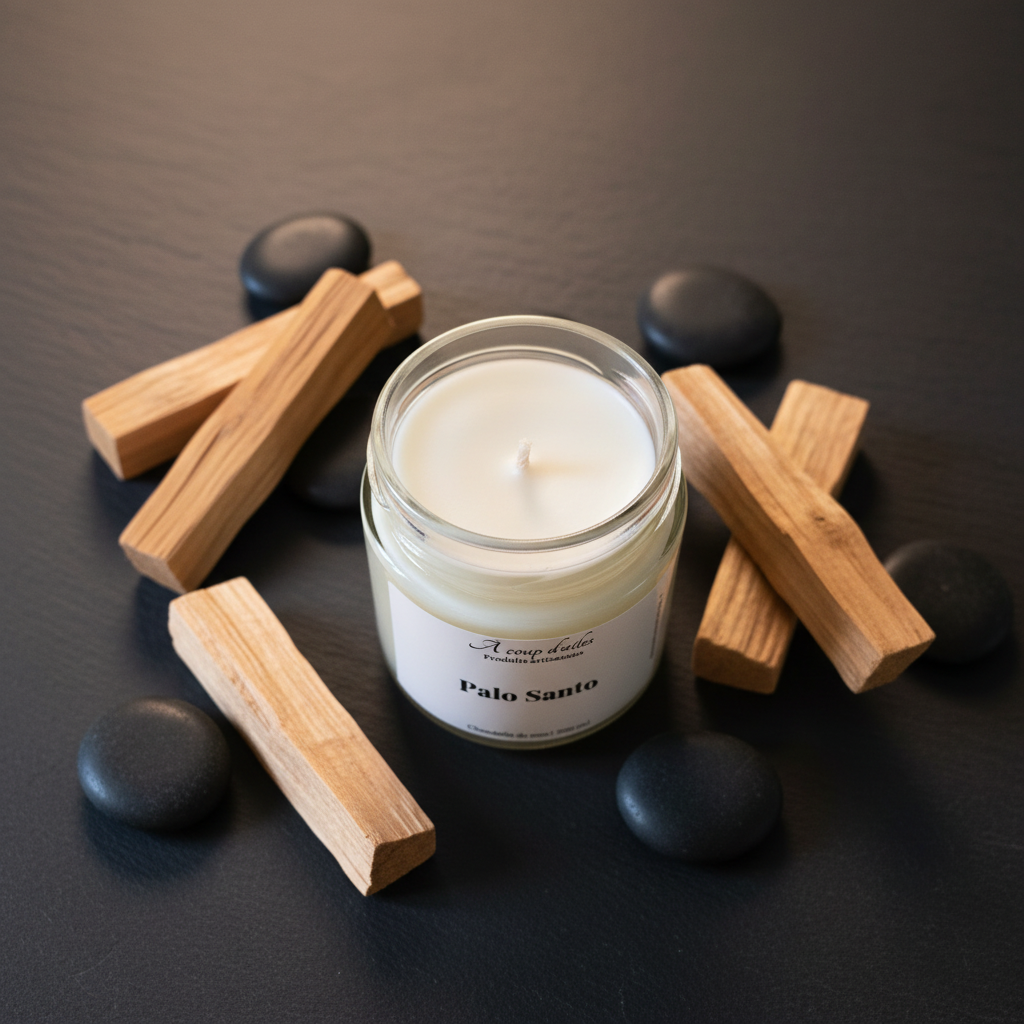 Chandelle Palo Santo - Flat lay zen