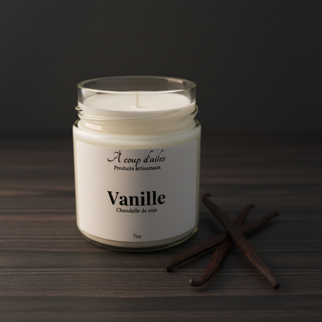 Chandelle vanille fond charbon ébène
