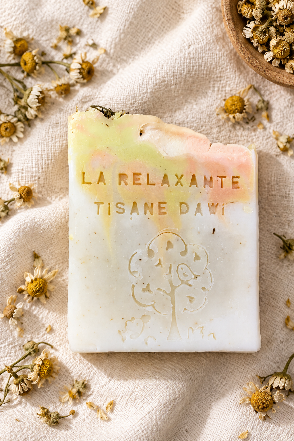 Savon sur lin ivoire et camomille